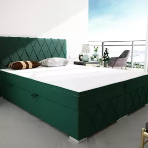 Posteľ Boxspring Royal, 200x180, zelená (kronos 19)