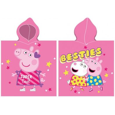 Dievčenské plážové pončo - osuška s kapucňou Prasiatko Peppa Super Cool