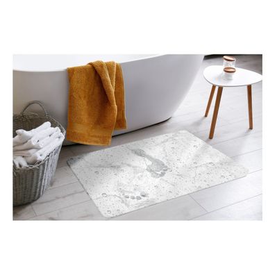Bielo-sivá kúpeľňová predložka z kremeliny 50x70 cm Aqua – douceur d'intérieur