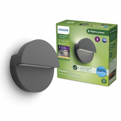 Philips Valor UltraEfficient vonkajšie nástenné LED svietidlo antracit, 4,3 W, 800 lm, 2700 K