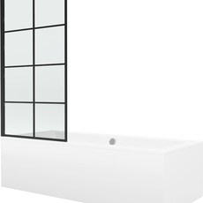 Vana Mexen Cube 170x80 cm s panelem bílá + jednokřídlá zástěna pohyblivá 80 x 140 cm V černá/černá
