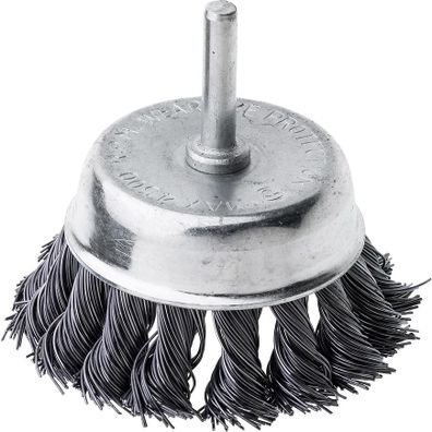 Kefa hrnčeková, 75 mm, so stopkou 6 mm, vlnitý oceľový drôt, Drel