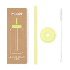 Silikónová slamka s čistiacou kefkou/s viečkom Sunny Lemonade – Muuki