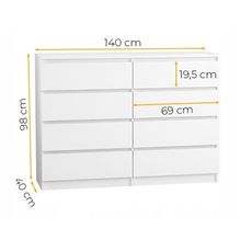 Komoda 140/8 cm - dub sonoma