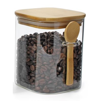 Maxxo sklenená dóza Bamboo s lyžičkou, 800 ml