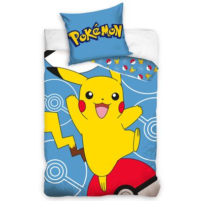 Carbotex Detská obliečka Pokémon Pikachu aPokéball, 140 x 200 cm, 70 x 90 cm