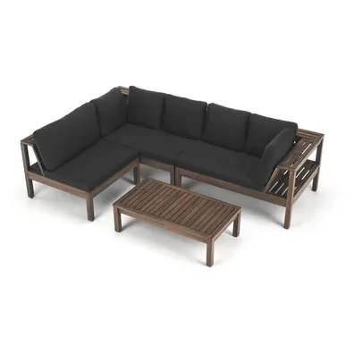 Záhradný set, akáciové drevo, hnedá/tmavosivá, PARAG