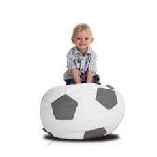 Sedací vak malá bielosivá futbalová lopta TiaHome