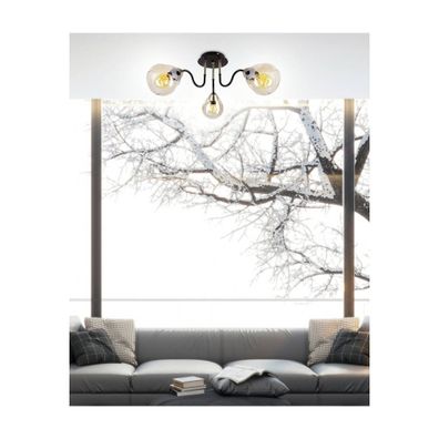 Stropné svietidlo so skleneným tienidlom v čierno-zlatej farbe Unica - Candellux Lighting