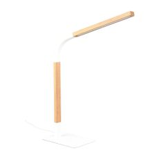LED stmievateľná stolová lampa v bielej a prírodnej farbe s dreveným tienidlom (výška 73,5 cm) Norris – Trio