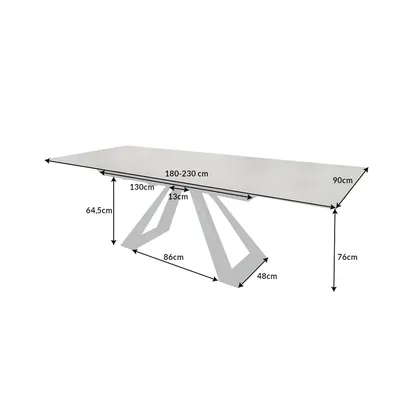Jedálenský stôl Concord 180-230cm keramický v antracitovej farbe