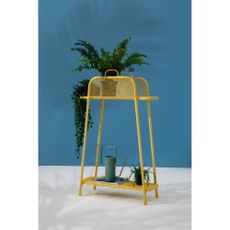 Žltá kovová polica na balkón Garden Pleasure MWH, výška 105,5 cm