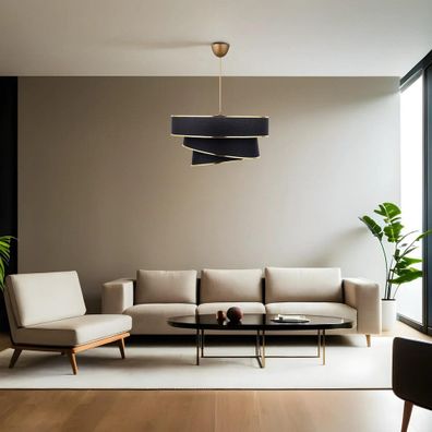 Závesné svietidlo v čierno-zlatej farbe s textilným tienidlom ø 40 cm Couper – Opviq lights