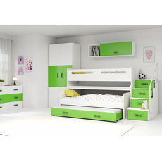 Interbeds Trojlôžková poschodová posteľ Max1 200x80cm bielo zelená