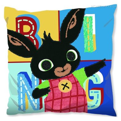 Detský obojstranný vankúš Zajačik Bing & Flop / Zajačik Bing v póze Usaina Bolta - 40 x 40 cm