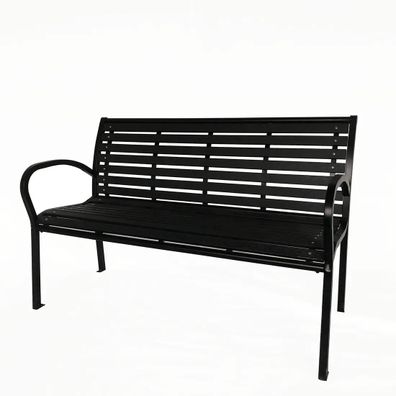 Záhradná lavička 125 x 60 x 80 cm, čierna, oceľ /plast