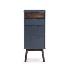 Antracitová/tmavohnedá vysoká komoda z borovicového dreva 40x94 cm Nussa – Marckeric