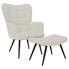 Kreslo s podnožou, biela Velvet látka/čierna, HABEN