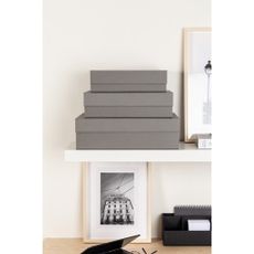 Sivé kartónové úložné boxy v súprave 3 ks s vekom/dekoratívne 42,5x29,5x13 cm Kian Paper Laminate – Bigso