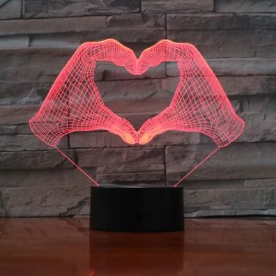 3Dmix 3DL-CLK013 – 3D LED nočná lampa - Srdce z rúk (Hodiny s budíkom)