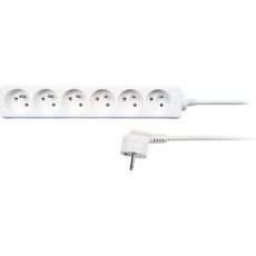 Solight predlžovací kábel, 6 zásuviek, biely, 1,5m