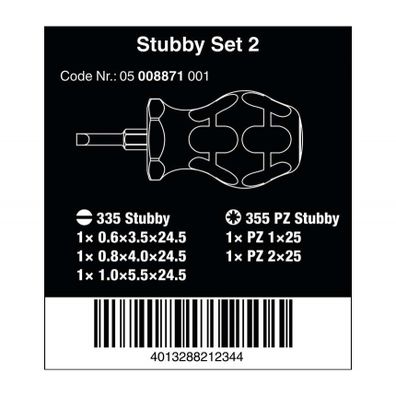 Wera 008871 Držiaky bitov a skrutkovačov Stubby Set 2 Sada 5 kusov