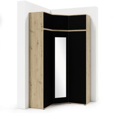 Rohová skriňa AMI 41 so zrkadlom Dub artisan/čierna