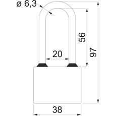 RV.OVAL.38mm PL visiaci zámok