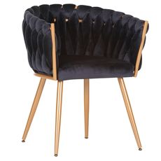 Ambia Home STOLIČKA S PODRÚČKAMI, zamat, čierna, zlatá