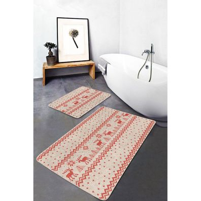 Červené/béžové kúpeľňové predložky v súprave 2 ks 60x100 cm – Mila Home