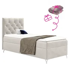 Boxspringová posteľ, 90x200, biela látka Velvet, ľavá, GULIETTE + darček