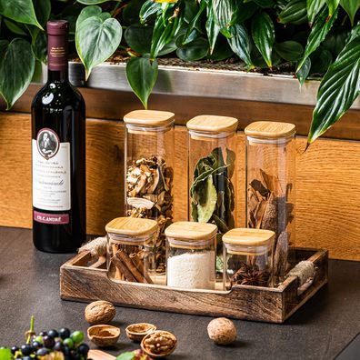 4Home Sklenená dóza na potraviny s viečkom Bamboo, 530 ml, 530 ml