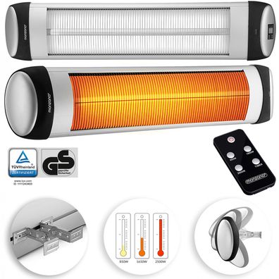 Infračervený ohrievač s diaľkovým ovládaním 2500W | strieborná