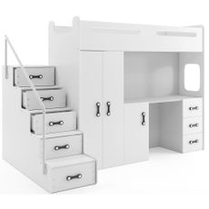 Vyvýšená poschodová posteľ MAX 4 - 200x80cm - Biela - Biela