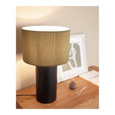 Čierno-sivá stolová lampa s kovovým tienidlom (výška 50 cm) Domicina - Kave Home