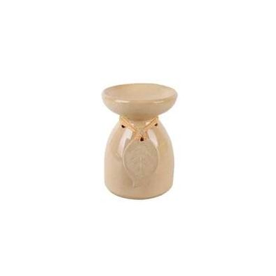 Keramická aromalampa List 11,5cm béžová