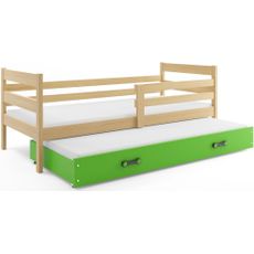 Posteľ s prístelkou ERIK 2 - 200x90cm Borovica - Zelený