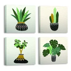 Obrazy v súprave 4 ks 30x30 cm Plants - Wallity