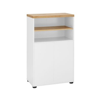 Biela vysoká kúpeľňová skrinka v dekore duba 60x102 cm Thessa – Støraa