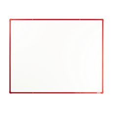 Biela magnetická popisovacia tabuľa s keramickým povrchom boardOK, 1500 x 1200 mm, červený rám