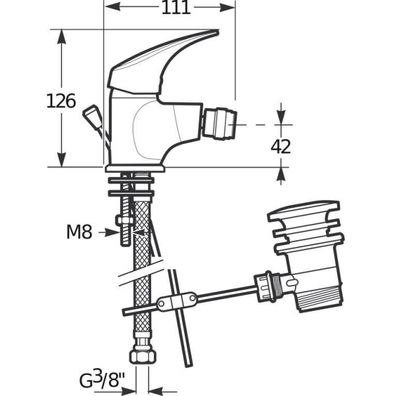 JIKA H3411N10041111 - Bidetová batéria + výpusť bez prepadá TALAS 12,6 cm chróm