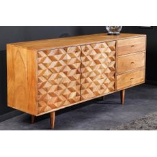 Estila Luxusný retro príbornik Camille z masívneho akaciového dreva s tromi zásuvkami a dvoma dvierkami 145cm