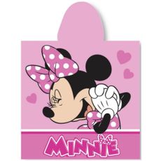 Dievčenské plážové pončo - osuška s kapucňou Minnie Mouse so srdiečkami - 100% bavlnené froté s gramážou 320 g/m²  - 55 × 110 cm
