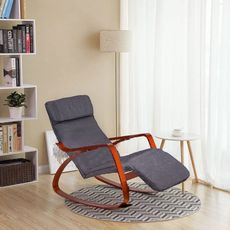 ModernHome Hojdacie kreslo s nastaviteľnou opierkou nôh - drevený hnedý rám