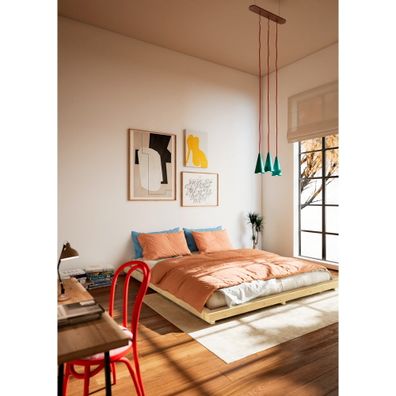 Dvojlôžková posteľ z borovicového dreva s roštom 140x200 cm v prírodnej farbe Dock – Karup Design