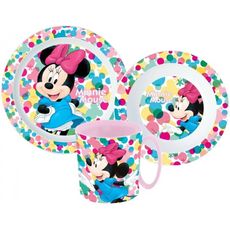 Súprava plastového riadu Minnie Mouse s veľkým hrnčekom