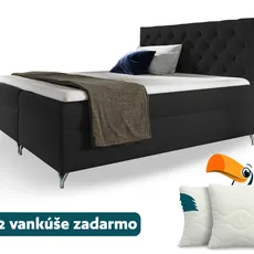 Wilsondo Čalúnená boxspring manželská posteľ s matracom Guliette - čierna Rozmer: 200x200