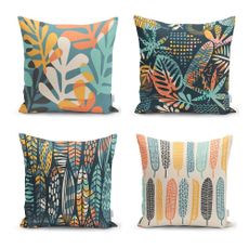 Súprava 4 obliečok na vankúše Minimalist Cushion Covers Colorful Leaves, 43 x 43 cm