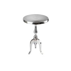 Estila Štýlový barokový glamour okrúhly strieborný príručný stolík Modern Barock z chrómu s tromi kabriolovými nožičkami 55 cm