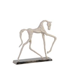 Estila Moderná surrealistická soška koňa Zaldibat v bielej farbe z kovovej zliatiny 56 cm